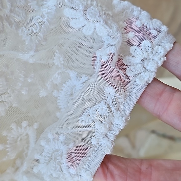 Linea Domani nylon ivory lace long sleeves blouse size Small - Picture 6 of 11